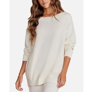 NEW Barefoot Dreams sunbleached drape back tunic sweater oversized chalk white